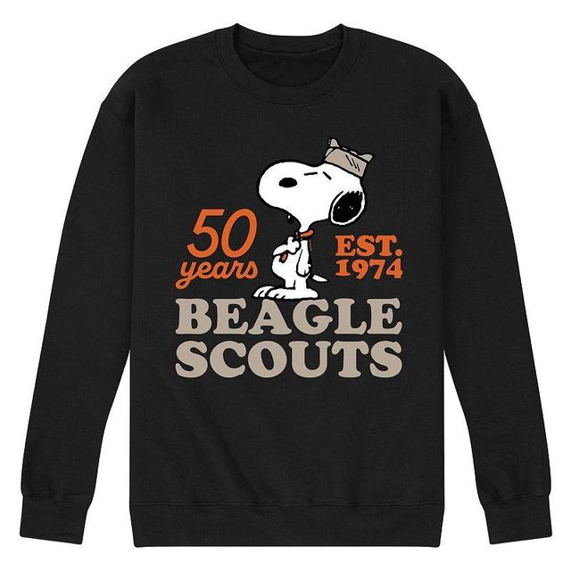 Mens Peanuts Beagle Scout Snoopy Hat Logo Fleece Sweatshirt Blue Product Image