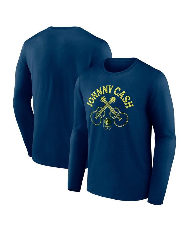 Mens Fanatics Branded  Navy Nashville SC x Johnny Cash Guitar Long Sleeve T-Shirt Product Image