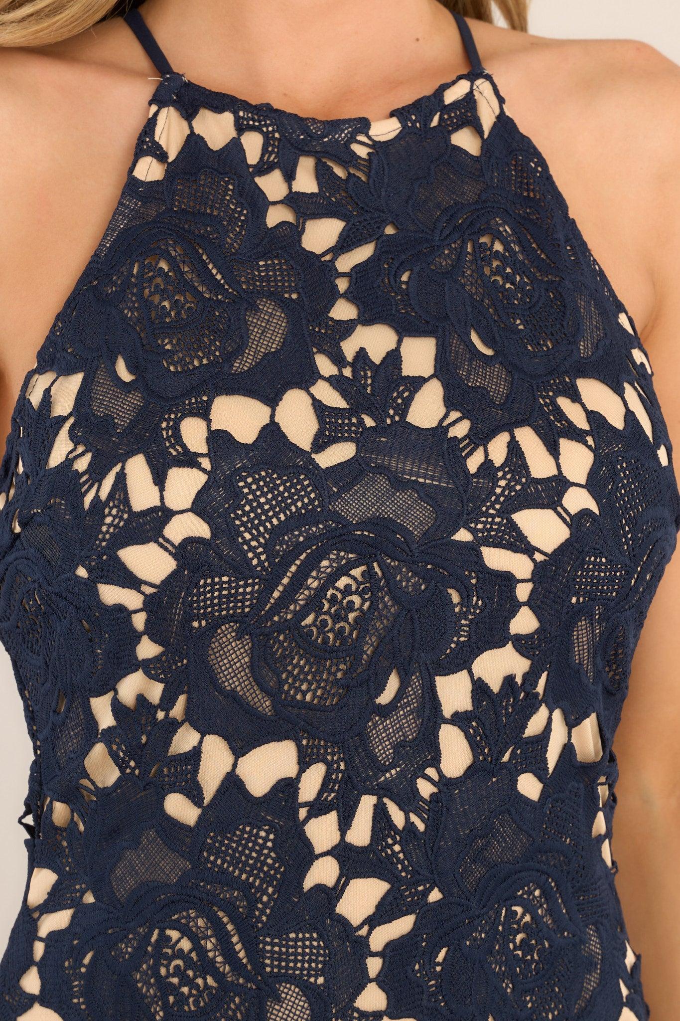 Luxe Love Navy Lace Midi Dress Product Image