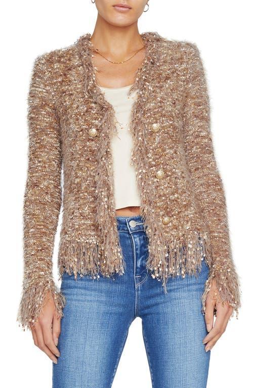 Womens Knit Fringe-Trim Cardigan Product Image