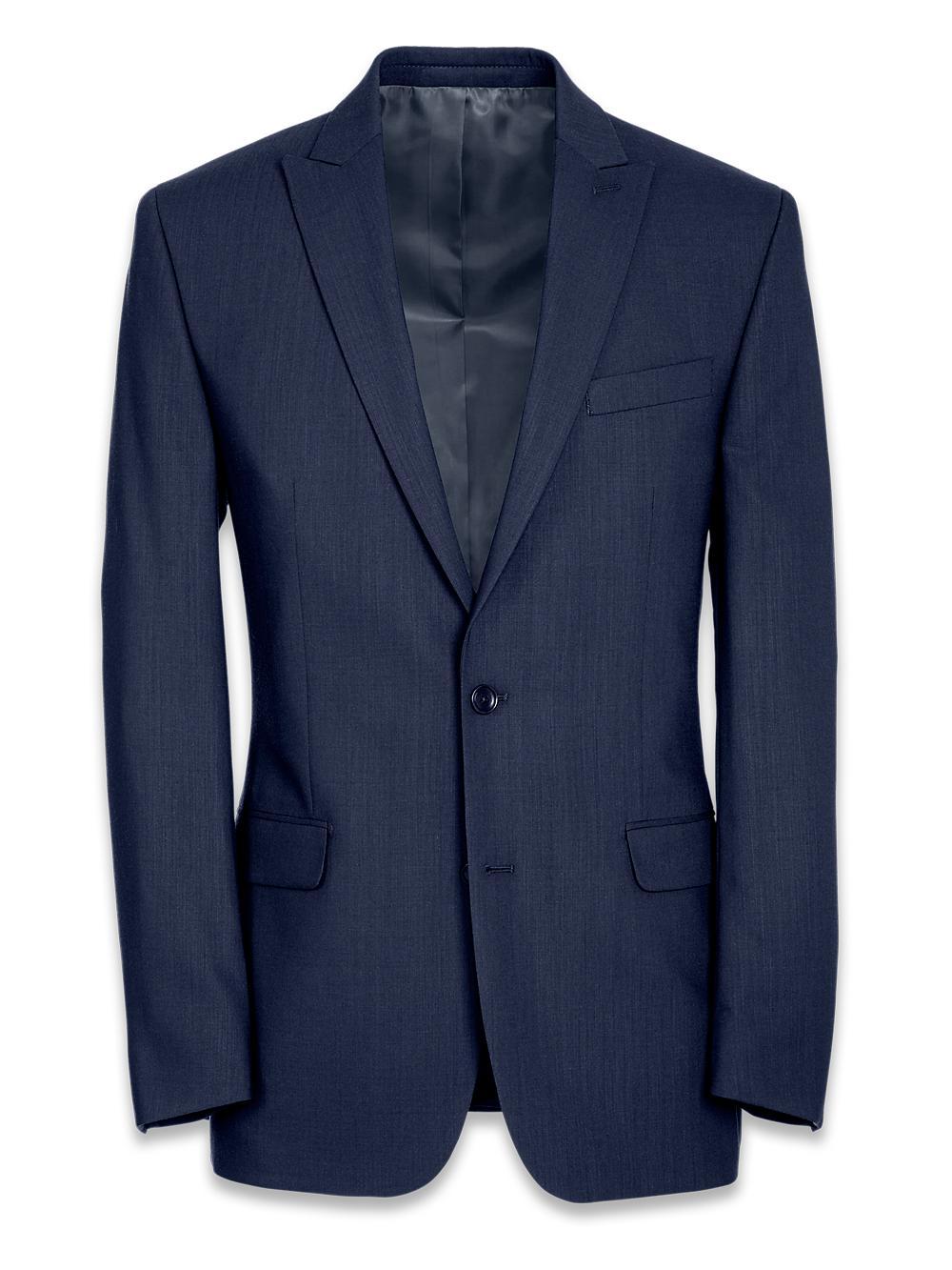 Classic Fit Essential Wool Peak Lapel Side Vents Suit Jacket - Navy Product Image