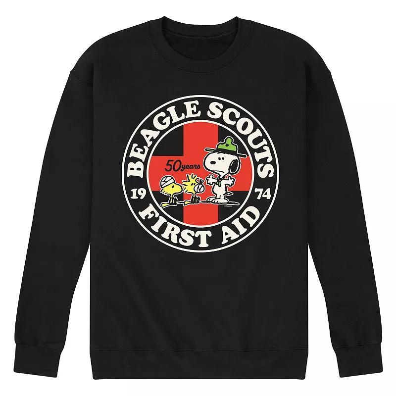 Mens Peanuts Beagle Scout First Aid Fleece Sweatshirt Product Image