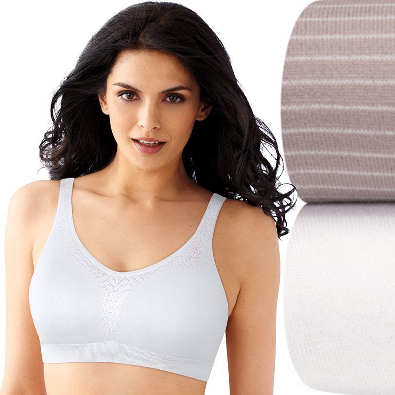 Womens Bali Comfort Revolution 2-Pack Microfiber Crop Top, 2-Pack X1J3, Womens White And Silver Product Image