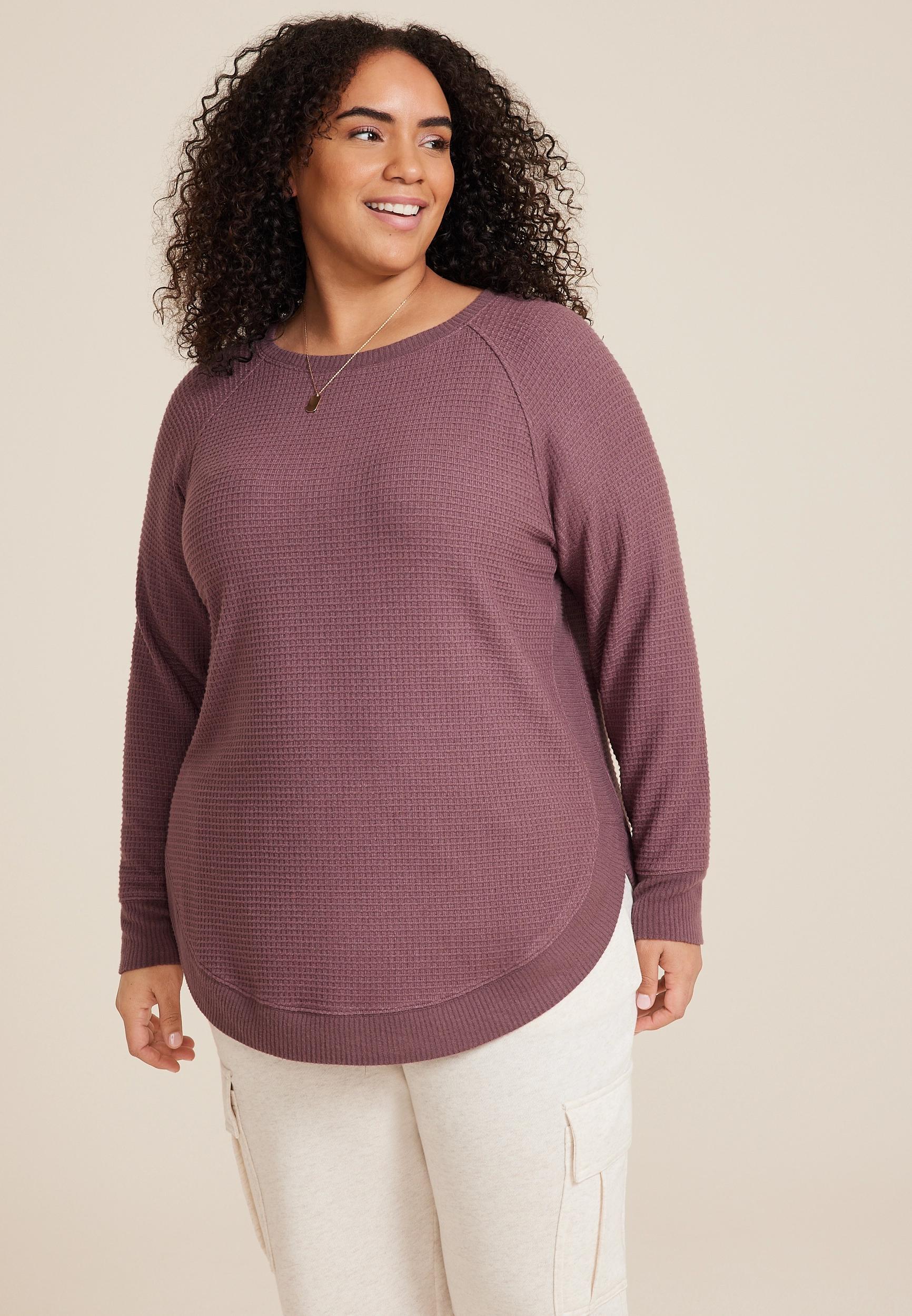 Maurices 0X Plus Size Womens Haven Waffle Tunic Top Brown Product Image