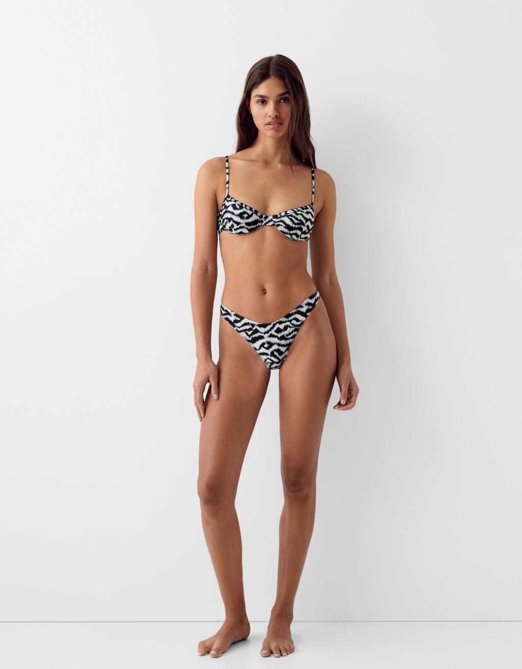 Bershka underwire bikini top in zebra print - part of a set Product Image