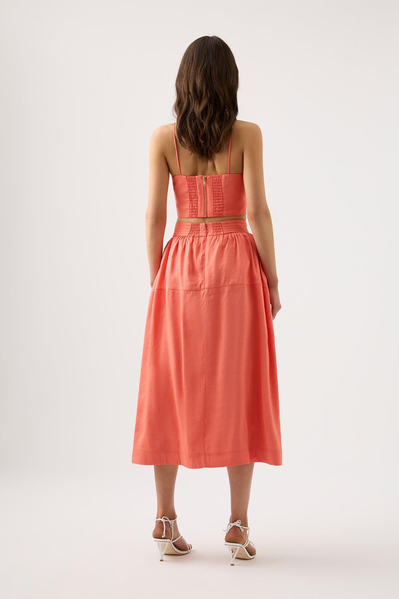 Shelly Flare Tuck Midi Skirt Product Image