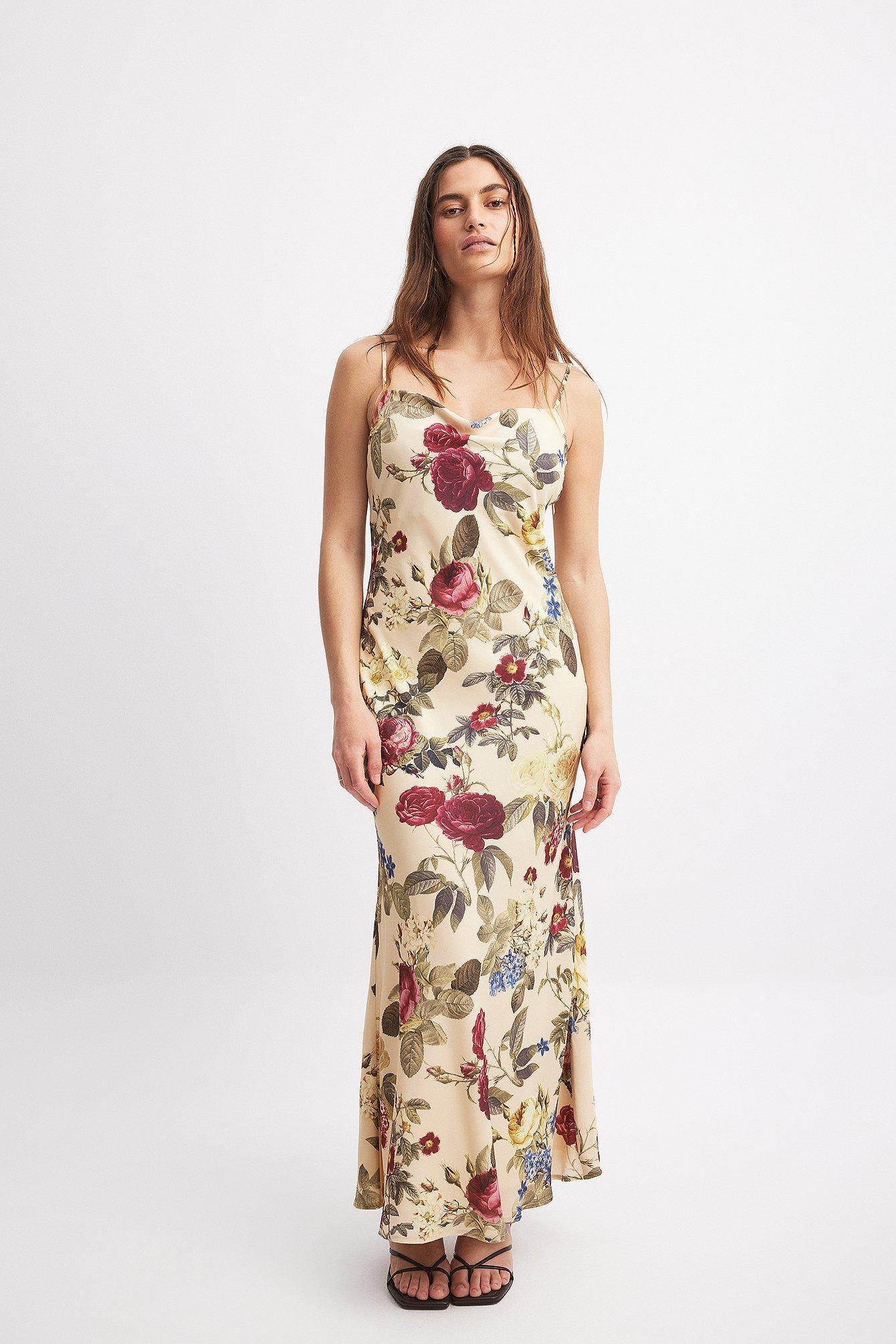 Printed Woven Deep Back Maxi Dress Product Image