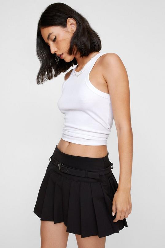 Belted Pleat Mini Skirt Product Image