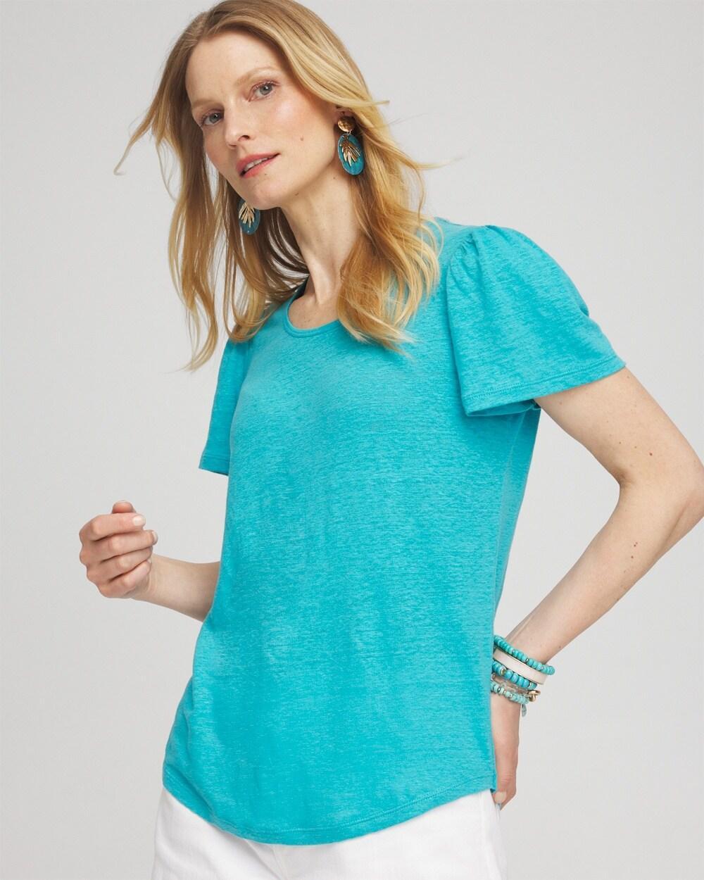 Women's Linen Flutter Sleeve Tee Product Image