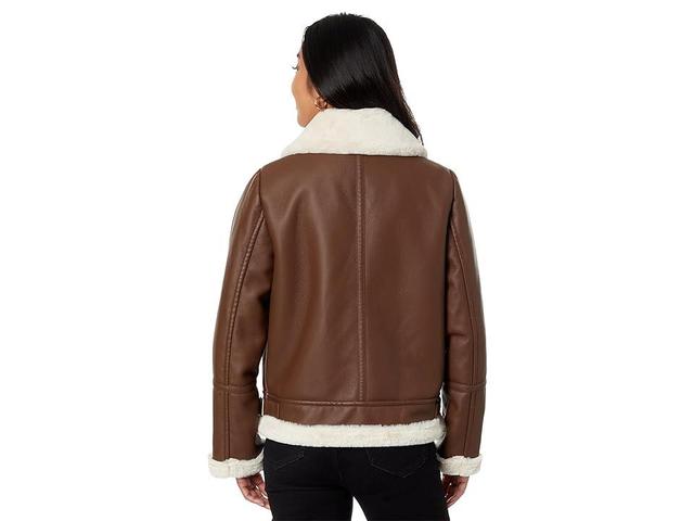 Lauren Ralph Lauren Faux Shearling Trim Faux Leather Jacket Product Image