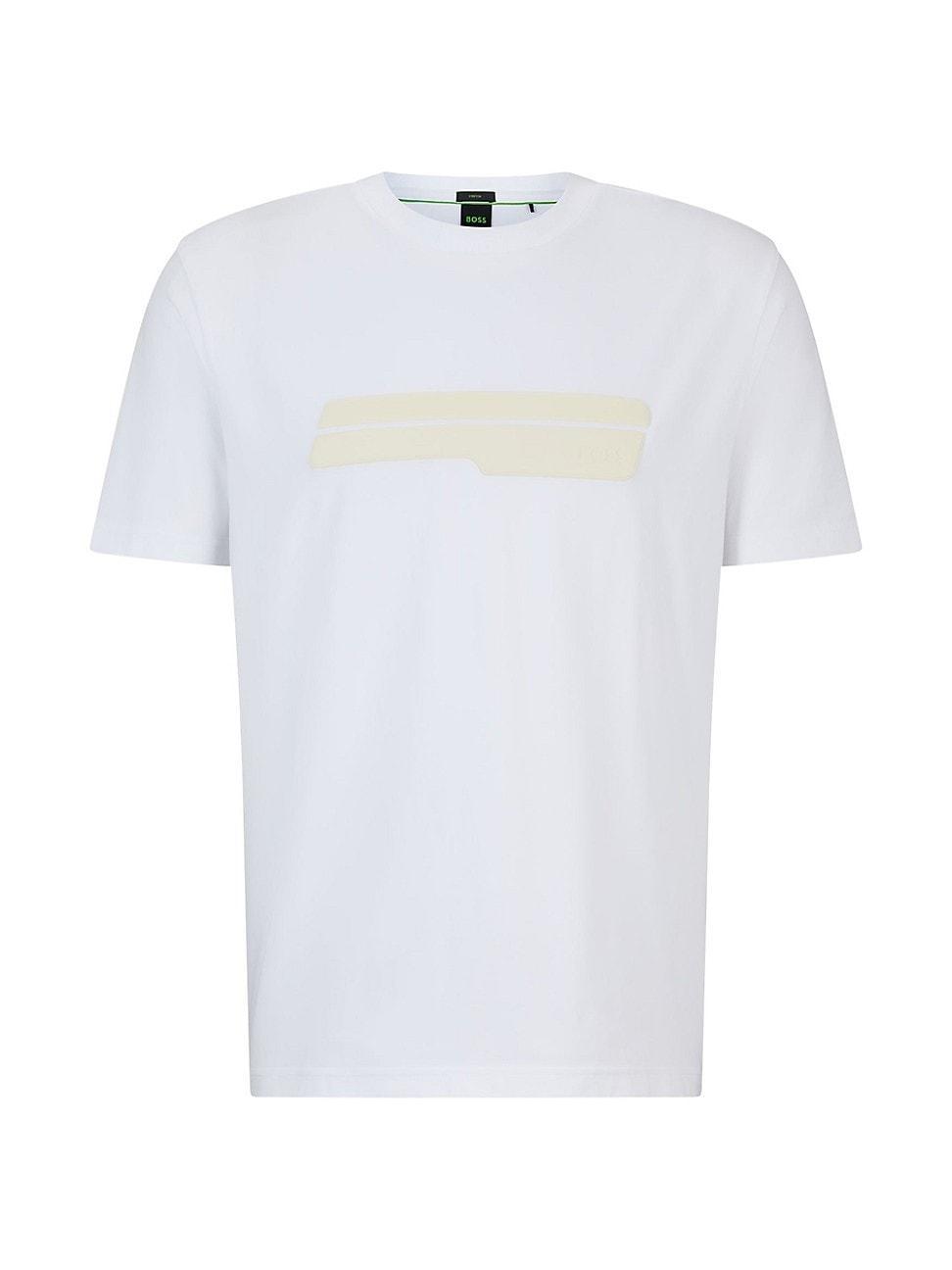 Mens Regular Fit T-shirt in Stretch Cotton with Logo Artwork Product Image