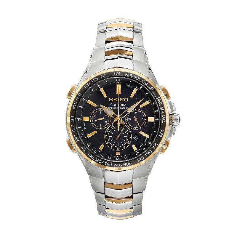 Seiko Mens Solar Chronograph Coutura Stainless Steel Bracelet Watch 45mm SSG009 Product Image