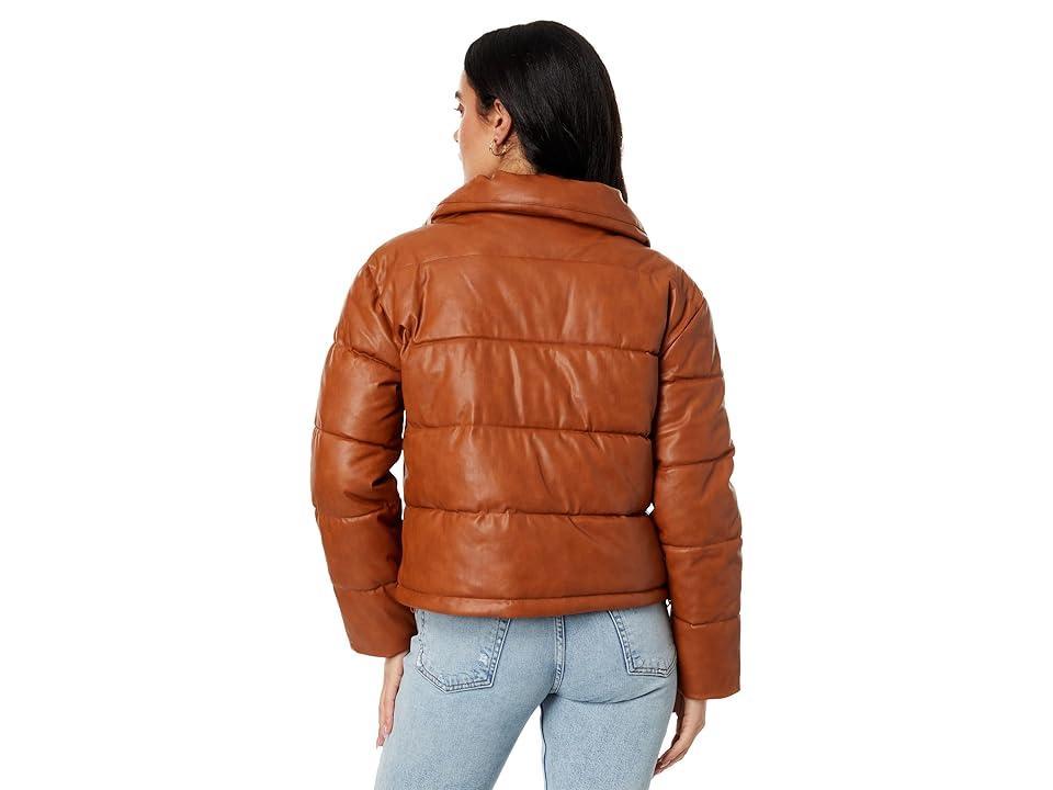 Avec Les Filles Faux-Ever Leather Cropped Puffer (Caramel) Women's Clothing Product Image