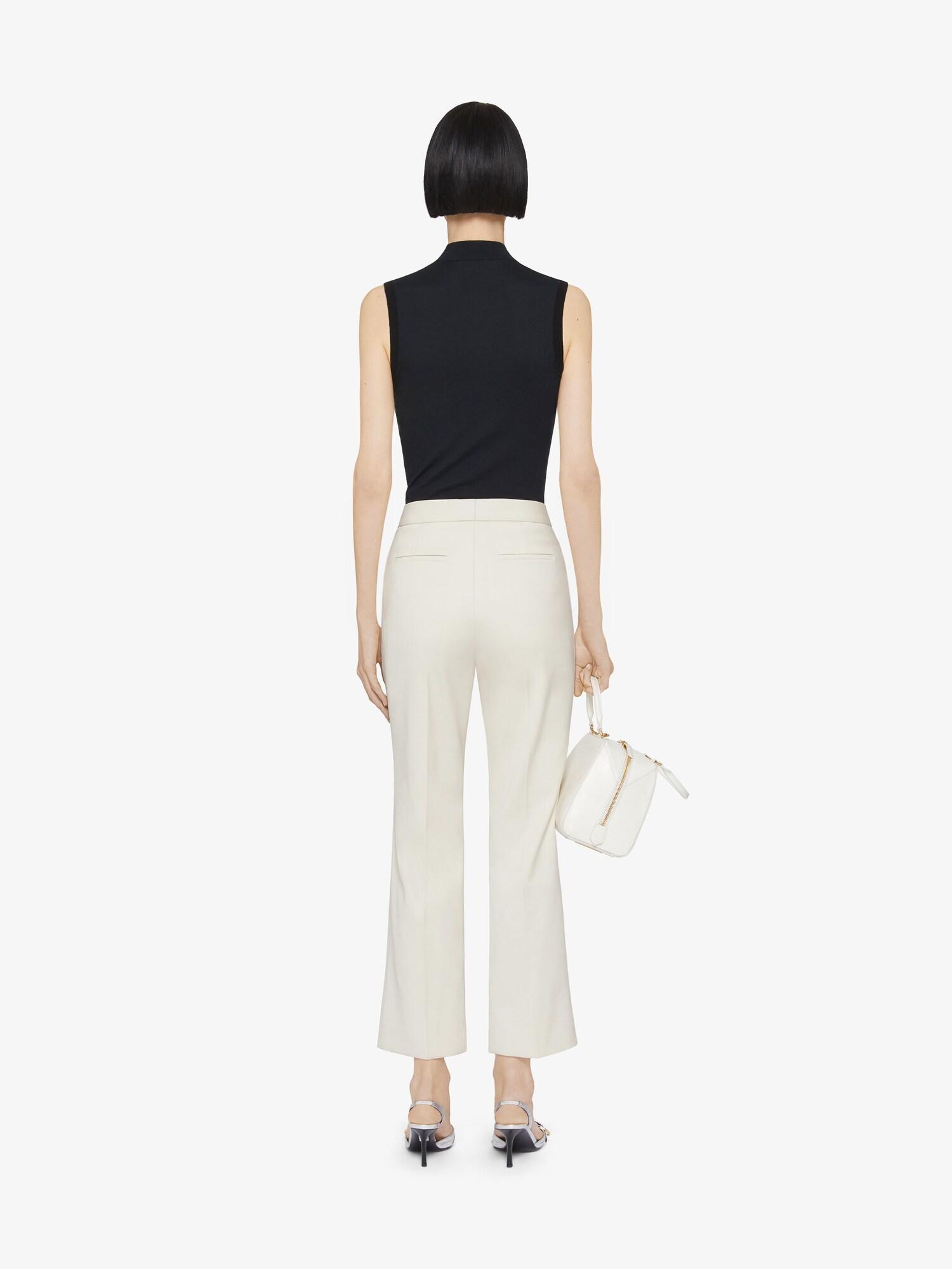 Cropped fit tailored pants in cotton - eggshell Product Image