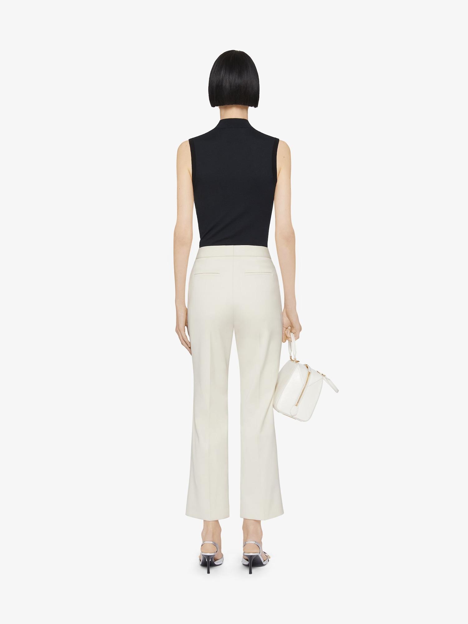 Cropped fit tailored pants in cotton - eggshell Product Image