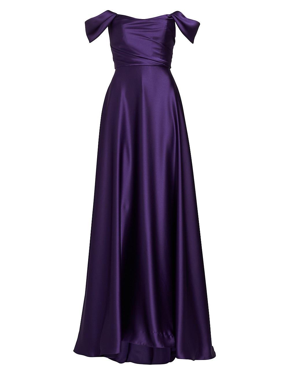 Womens Satin Off-The-Shoulder Gown Product Image