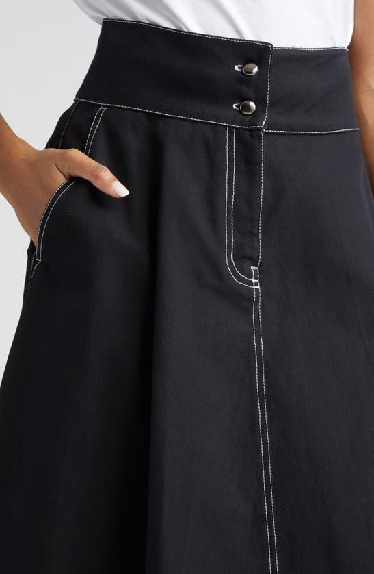 Flared Skirt In Cotton And Linen In Black Product Image