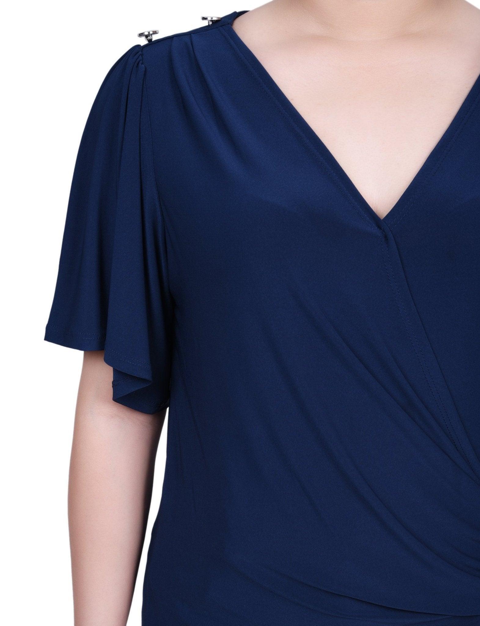 Short Sleeve Wrap Top - Petite Product Image