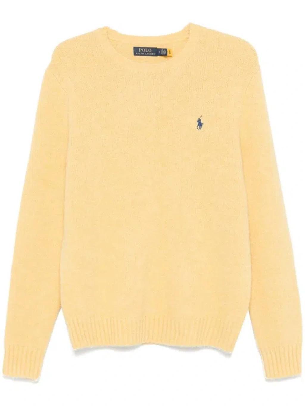 Polo Pony-embroidered Sweater In Yellow Product Image