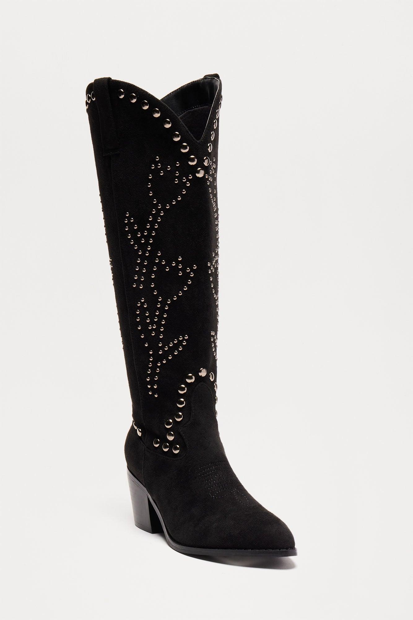 Southern Belle Studded Cowboy Boots - Black Product Image