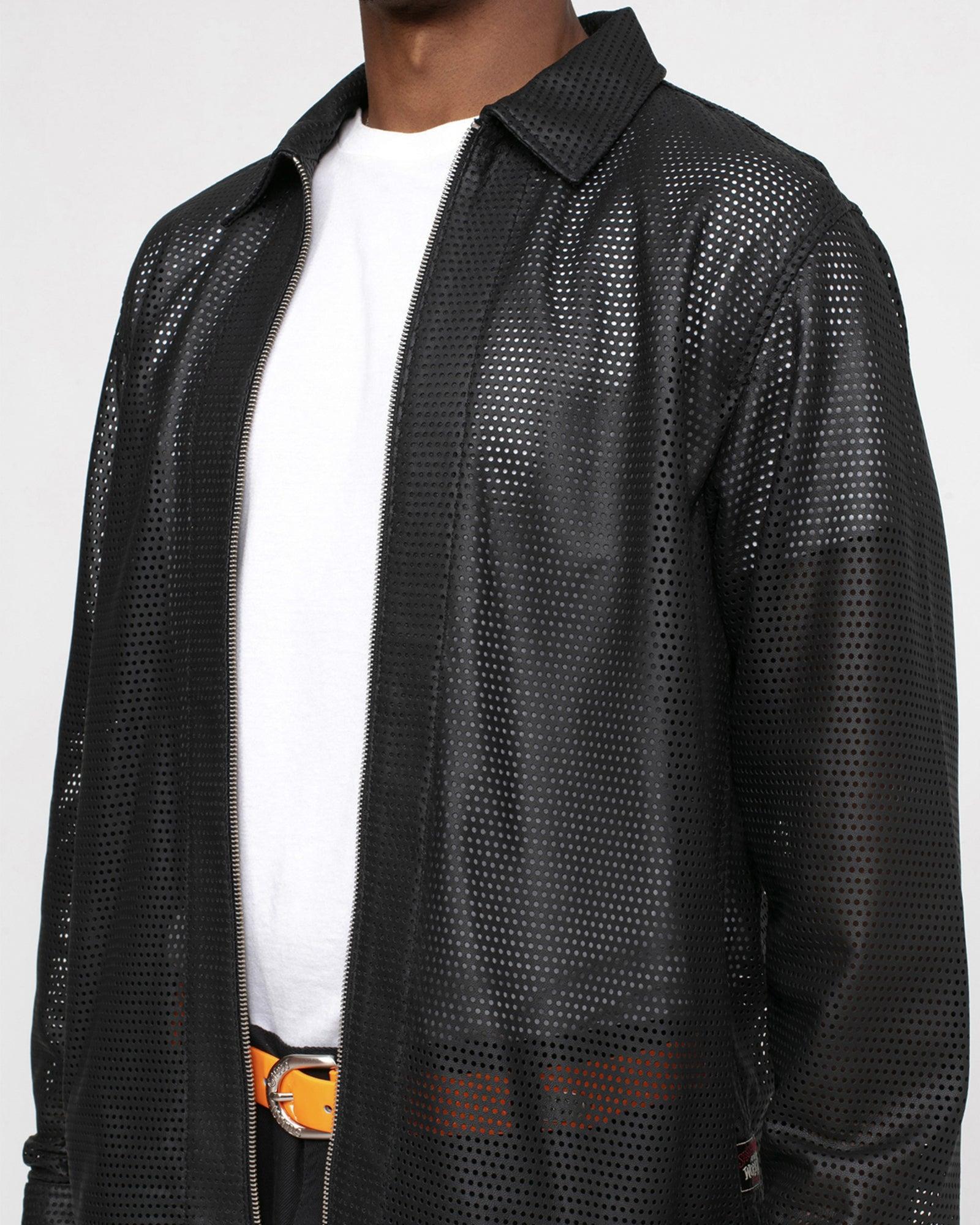 ZIP SHIRT PERFORATED LEATHER Male Product Image