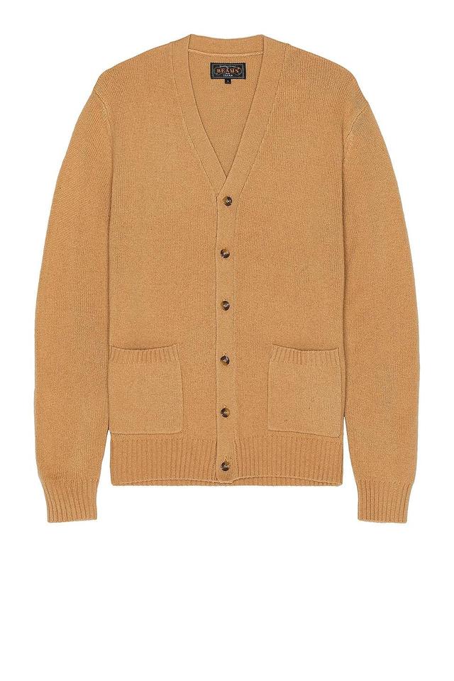 Beams Plus Elbow Patch Cardigan in Beige - Beige. Size S (also in L, M, XL/1X). Product Image