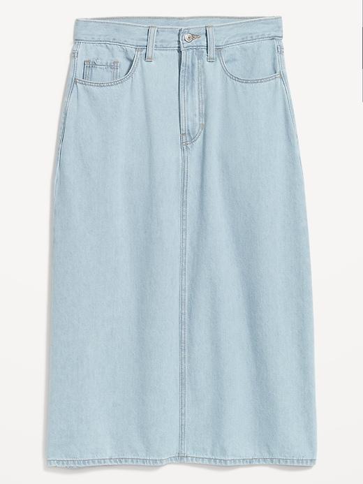 High-Waisted Wow Jean Midi Skirt Product Image