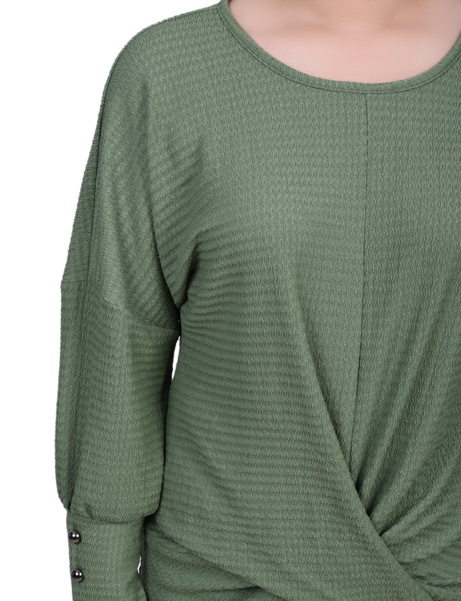 Long Sleeve Textured Knit Top - Petite Product Image