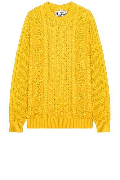 Schott Cableknit Sweater in Sunflower - Yellow. Size L (also in M, S, XL/1X). Product Image