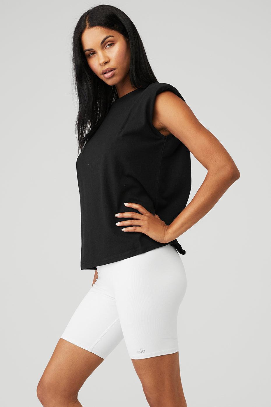 Headliner Shoulder Pad Sleeveless Tee - Black Female Product Image