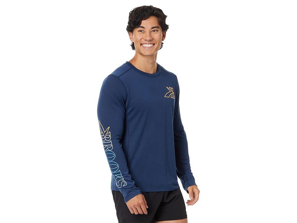 Brooks Distance Long Sleeve 3.0 Slate/Brooks Gradient) Men's Clothing Product Image