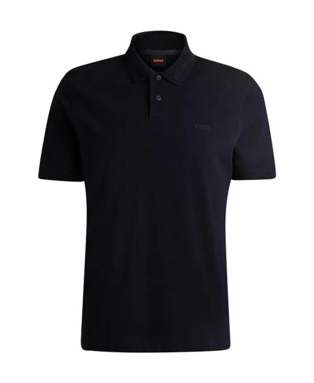 Boss By  Men's Cotton-pique Polo Shirt In Dark Blue Product Image