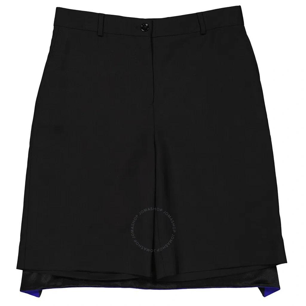 BURBERRY Ladies Black Geometric Print Panel Mohair Wool Shorts Product Image