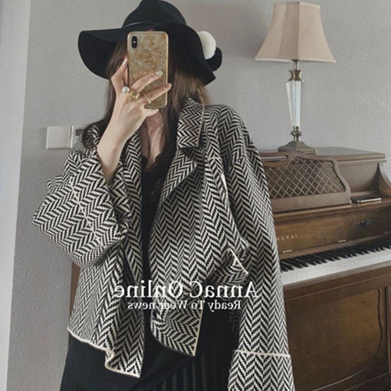 Patterned Double-Breasted Coat Product Image