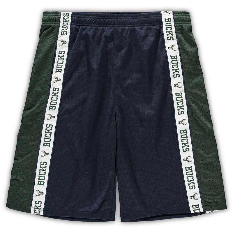 Mens Fanatics Navy and Hunter Green Milwaukee Bucks Big and Tall Tape Mesh Shorts - Navy Product Image