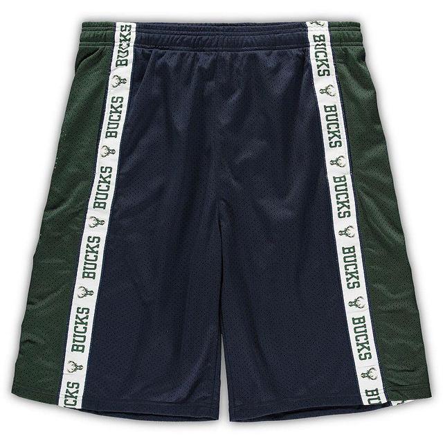 Mens Fanatics Navy and Hunter Green Milwaukee Bucks Big and Tall Tape Mesh Shorts - Navy Product Image