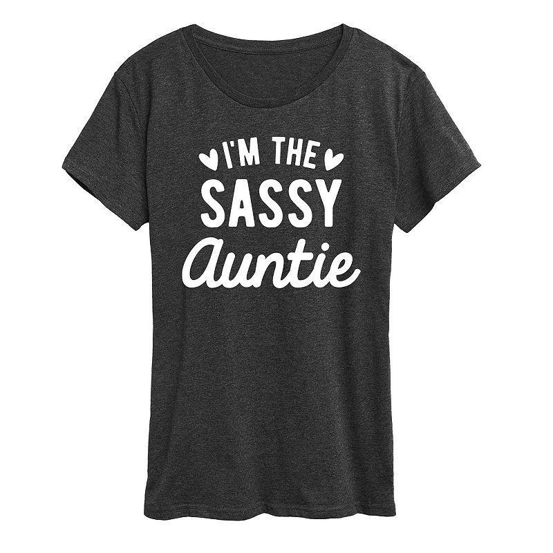 Womens Im The Sassy Auntie Graphic Tee, Girls Heather Grey Product Image