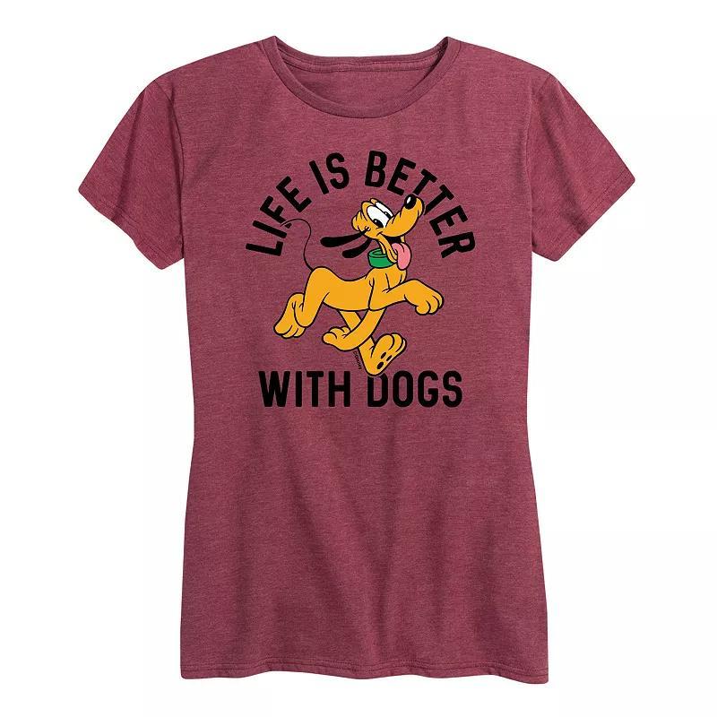 Disneys Pluto Womens Life Is Better With Dogs Graphic Tee Product Image