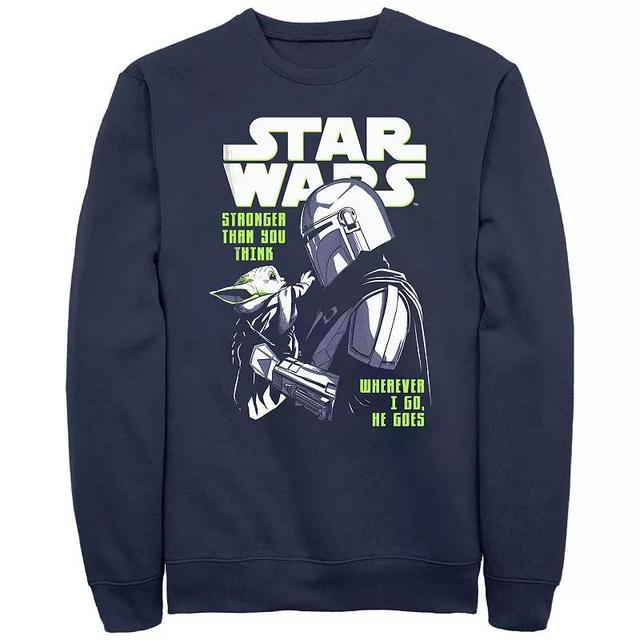 Mens The Mandalorian Star Wars Stronger Than You Think Graphic Fleece Blue Product Image