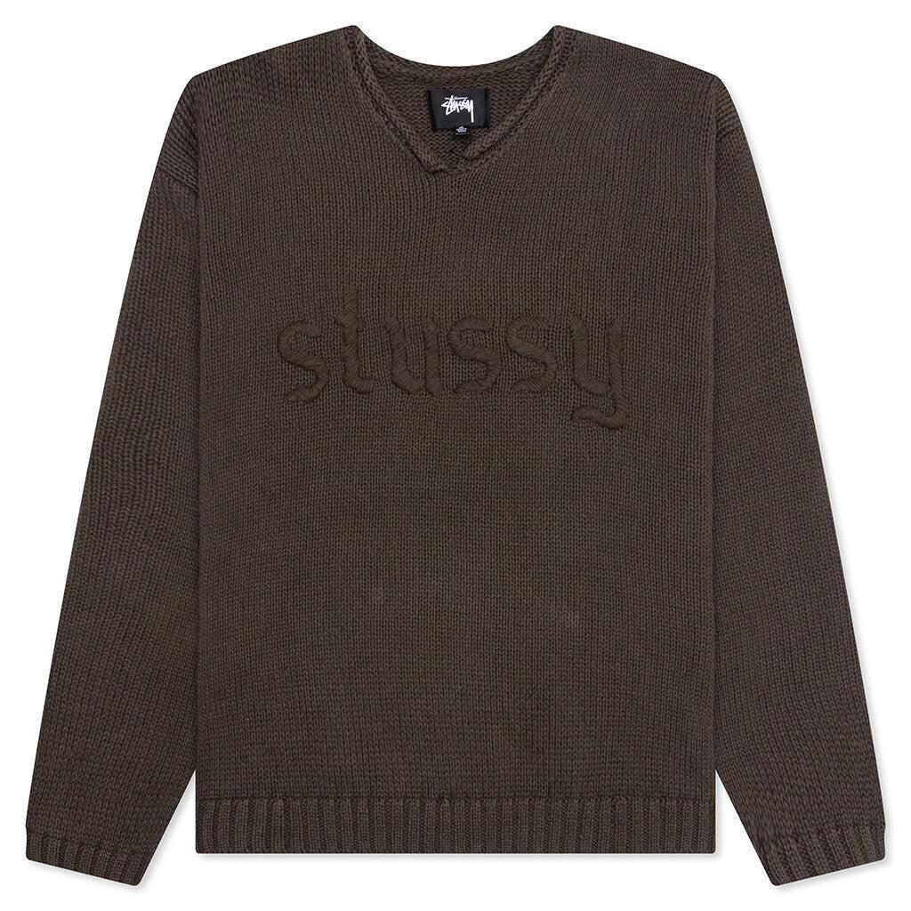 Roll V-Neck Logo Sweater - Brown Male Product Image