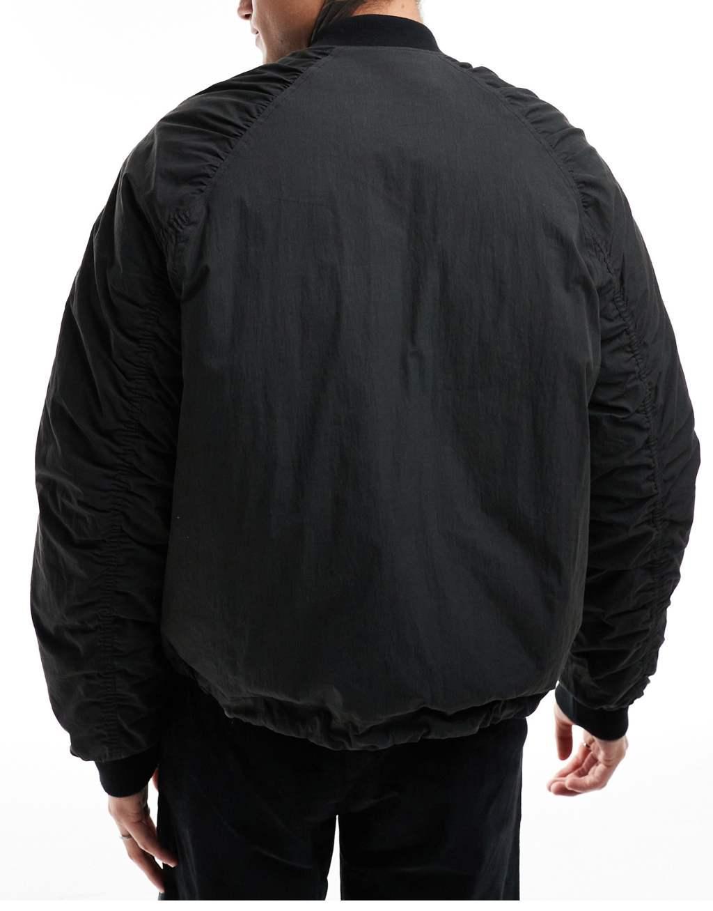 ASOS DESIGN oversized bomber jacket in black Product Image