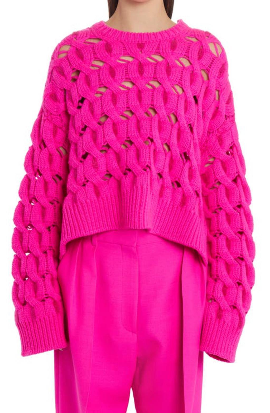 Crochet Wool-mohair Blend Sweater In Pink product image