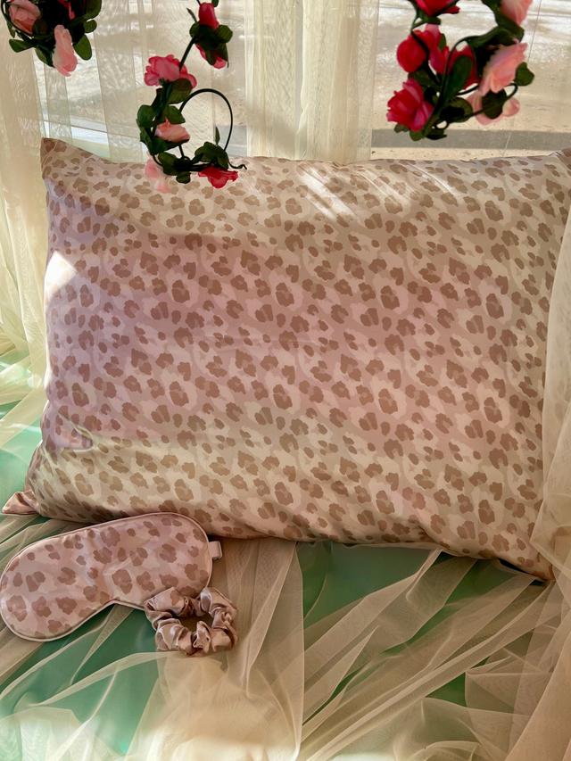 The Beige Satin Leopard Sleep Set Product Image