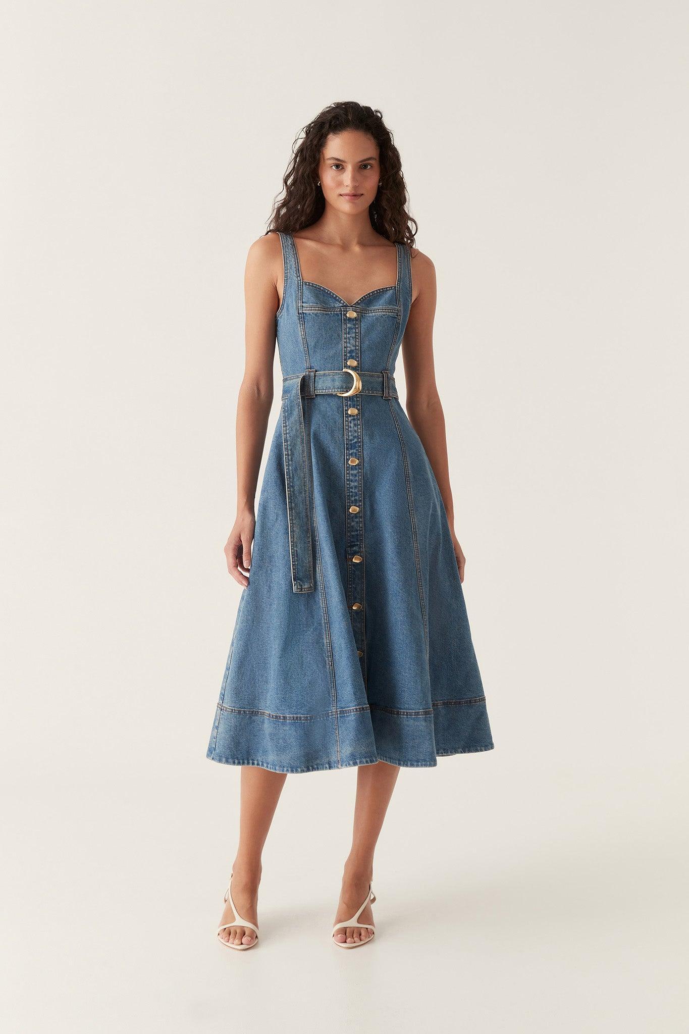 Clay Denim Midi Dress Product Image