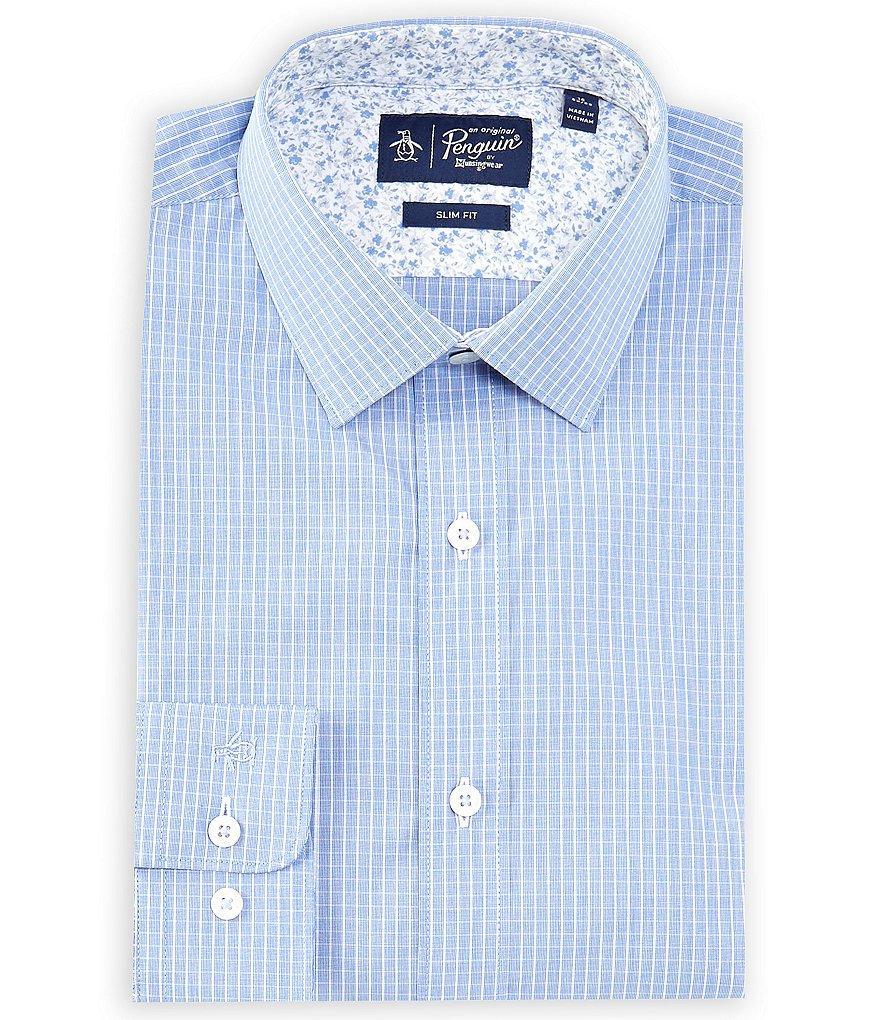 Original Penguin Logan Slim Fit Spread Collar Mini-Check Dress Shirt Product Image