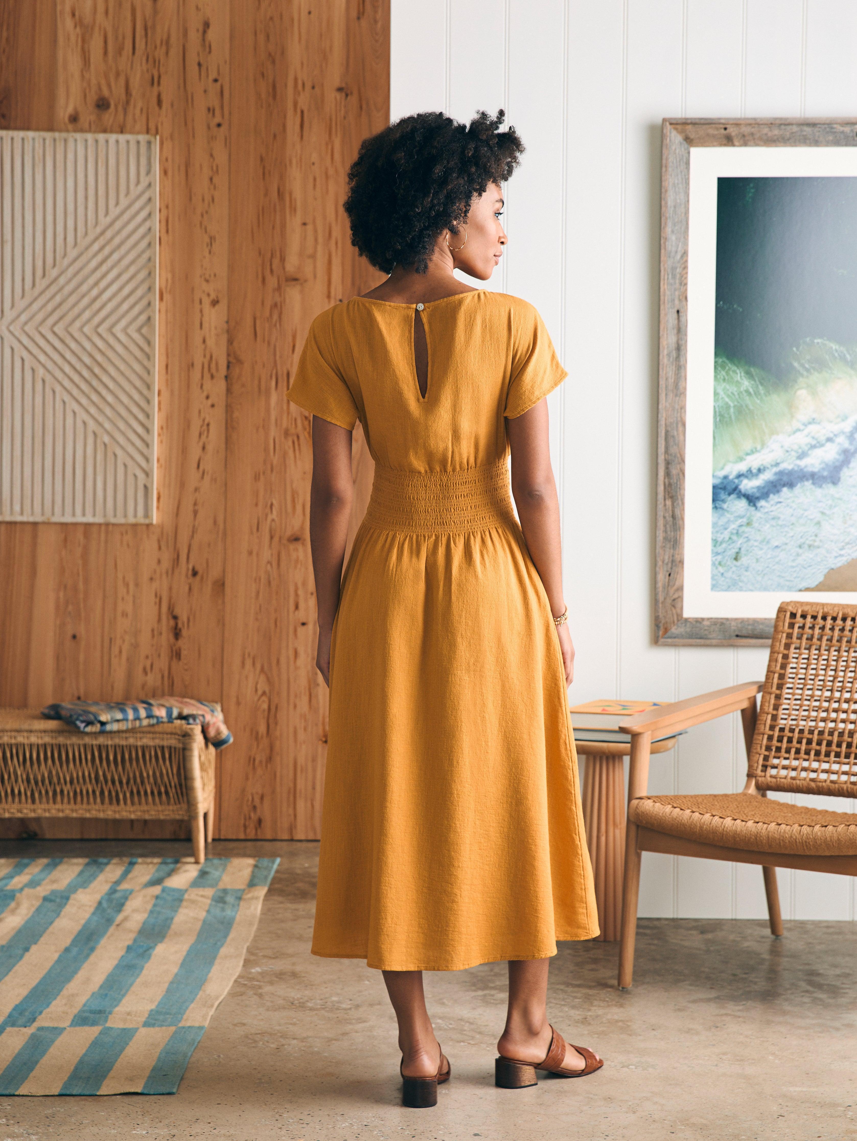 Coast To Coast Midi Dress - Honey Mustard Female Product Image