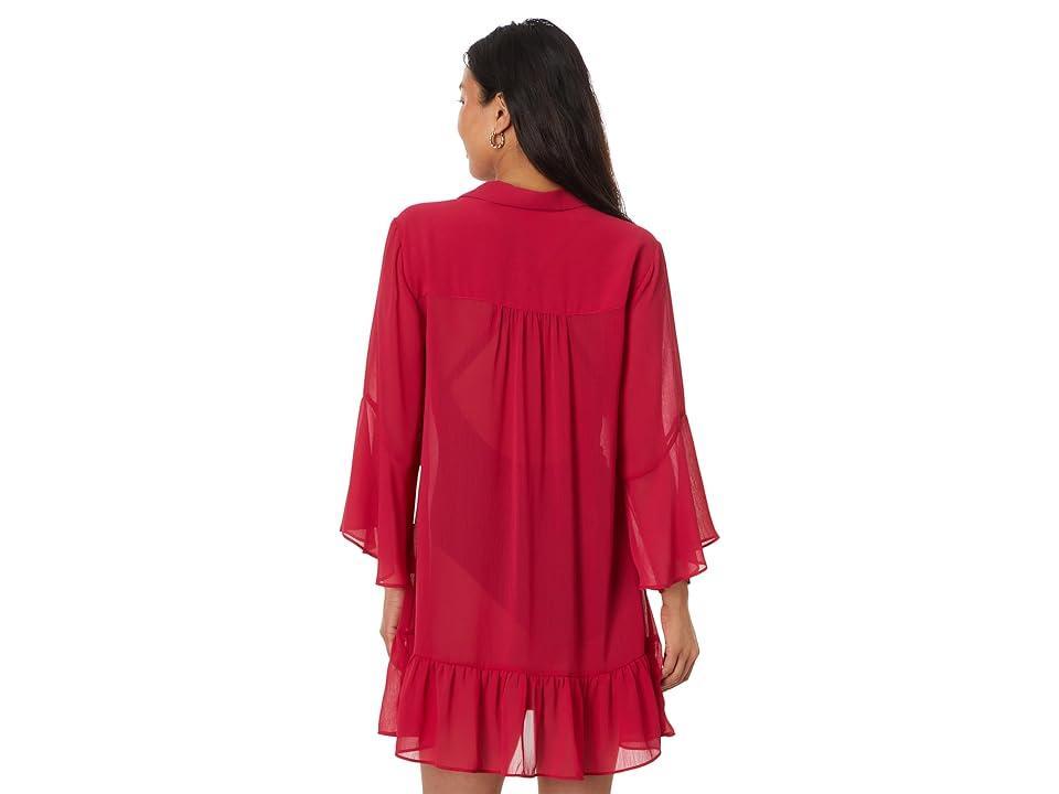 Lilly Pulitzer Linley Collared Coverup (Poinsettia ) Women's Dress Product Image