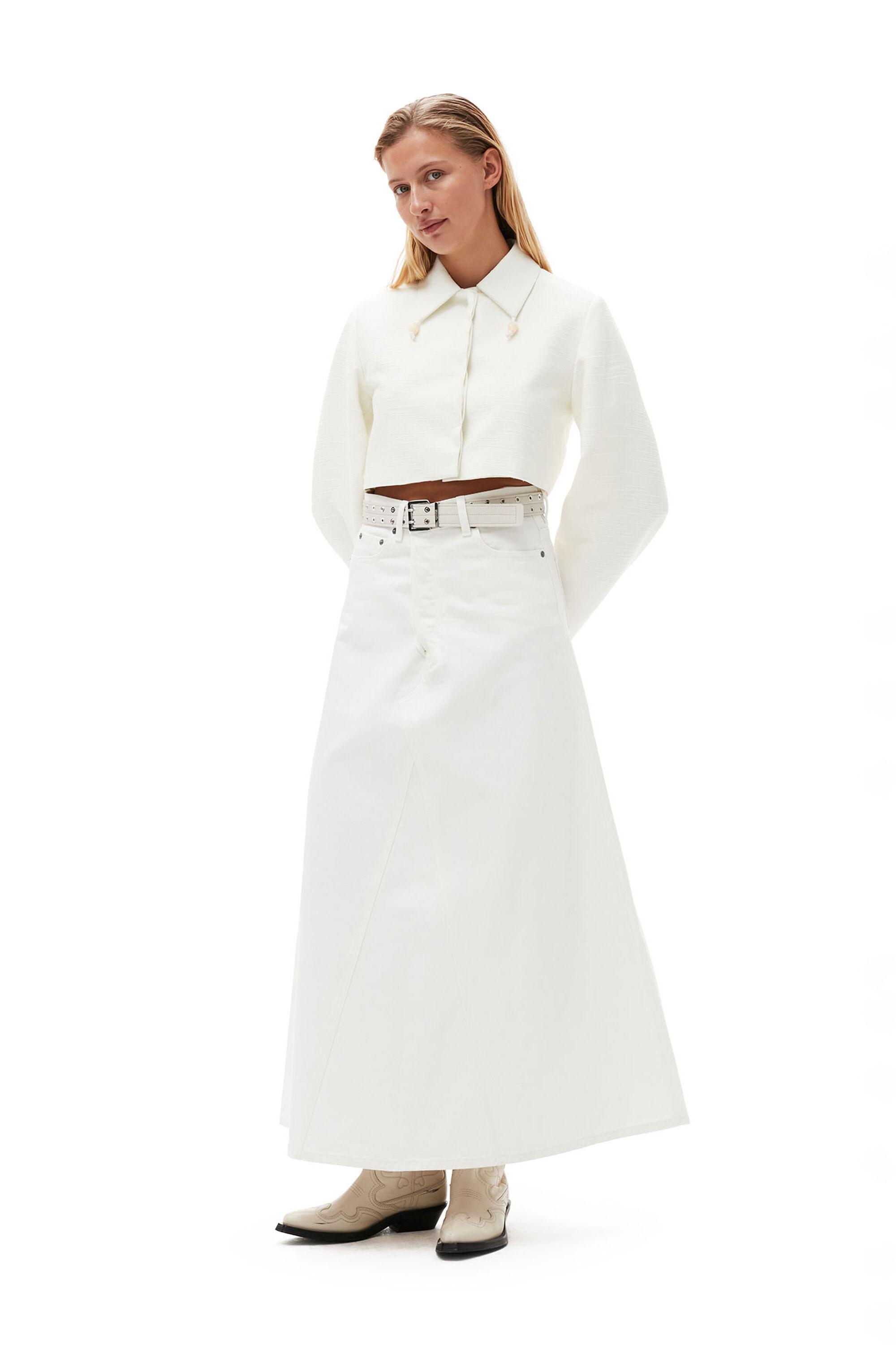 White Denim Double Fly Maxi Skirt Product Image