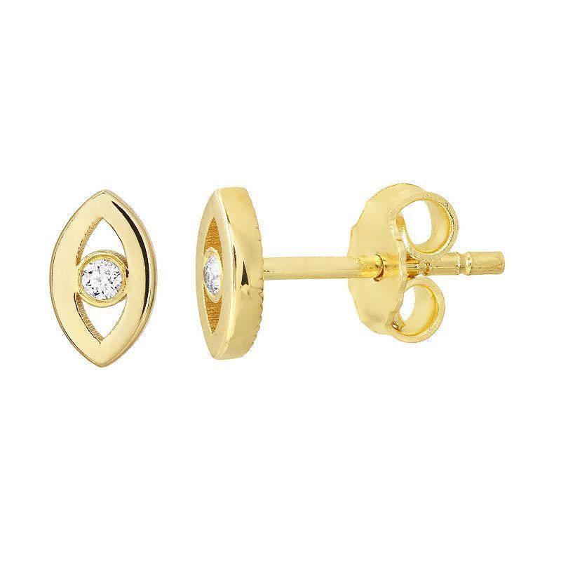 14k Gold & Diamond Accent Evil Eye Stud Earrings, Womens Product Image