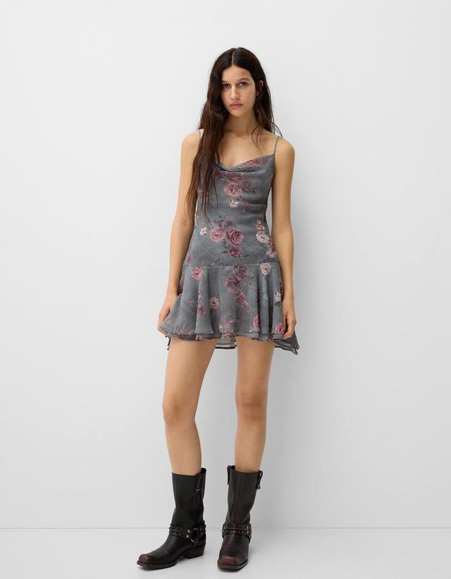 Printed ruffled mini dress Product Image